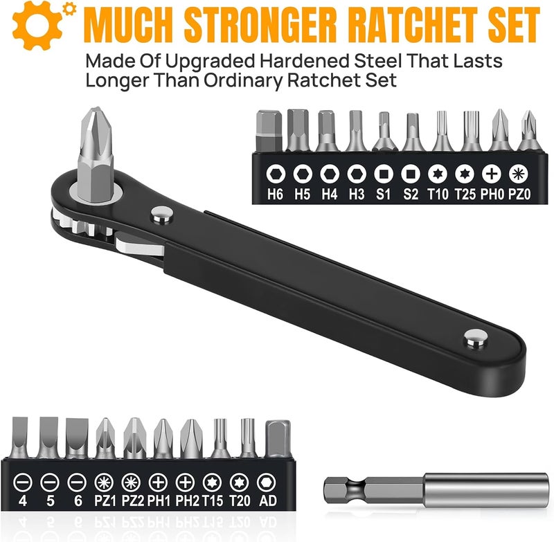 NewFation Ratcheting Screwdriver Men Gifts-Right Angle Screwdriver For Tight Space Cool Gadget EDC Gear Gift For Men Him Dad Husband - Image 3